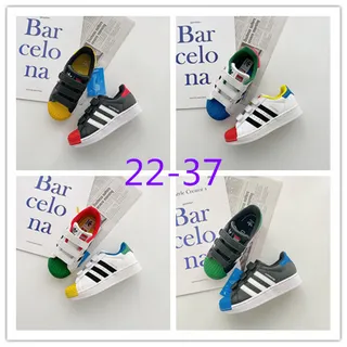 Adidas Superstar White Multicolor Shell-Toe Velcro Strap Lifestyle Sneakers 1