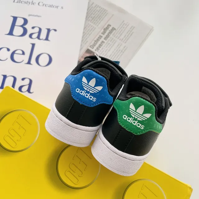 Adidas Superstar White Multicolor Shell-Toe Velcro Strap Lifestyle Sneakers 5