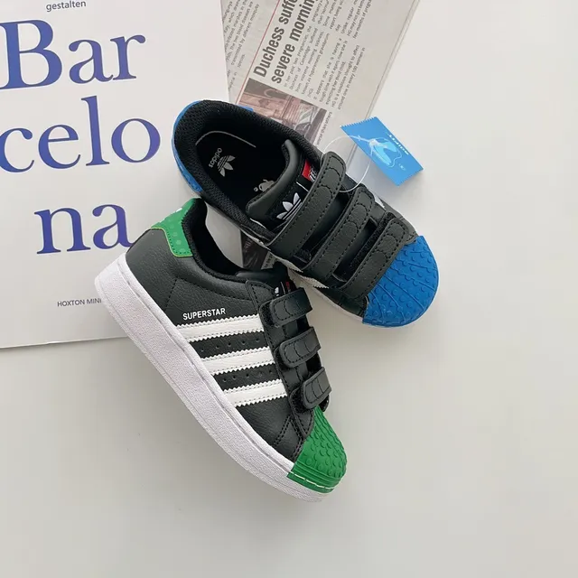 Adidas Superstar White Multicolor Shell-Toe Velcro Strap Lifestyle Sneakers 10