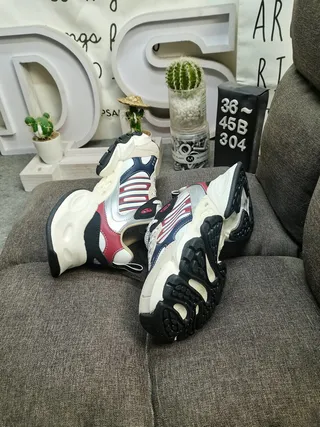 Adidas Track Trainer White Navy Sculpted Sole Three-Stripe Side Panel Chunky Sneakers 6