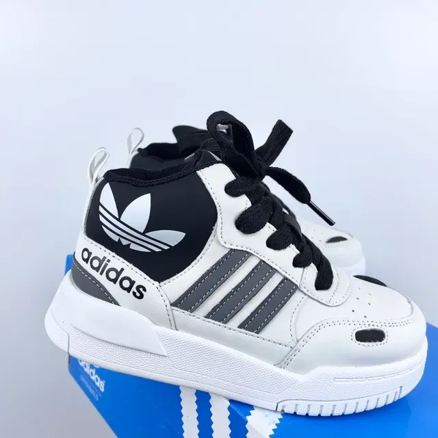 Adidas White Black Retro-Inspired High-Top Sneakers 5