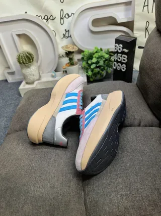 Adidas White Blue Chunky Platform Sole Three-Stripe Side Panel Lifestyle Sneakers 6