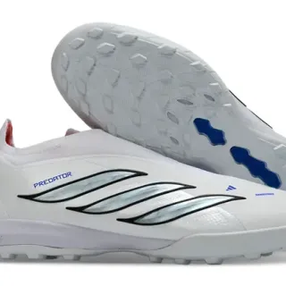 Adidas أحذية كرة القدم Turf أبيض أزرق بدون أحزمة علوة جوارب ثلاث شرائط جرافيك