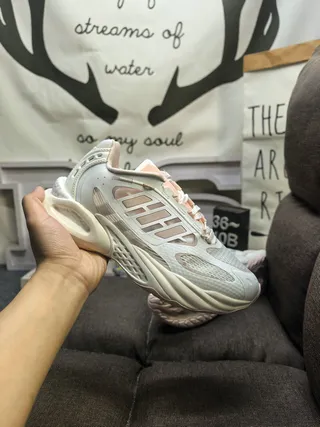 Adidas White Gray Sculpted Sole Layered Mesh And Synthetic Upper Chunky Sneakers 15