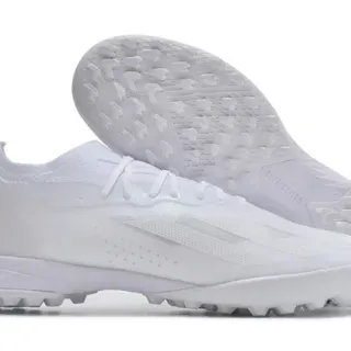 Adidas White Monochrome Knit Upper Turf Soccer Shoes