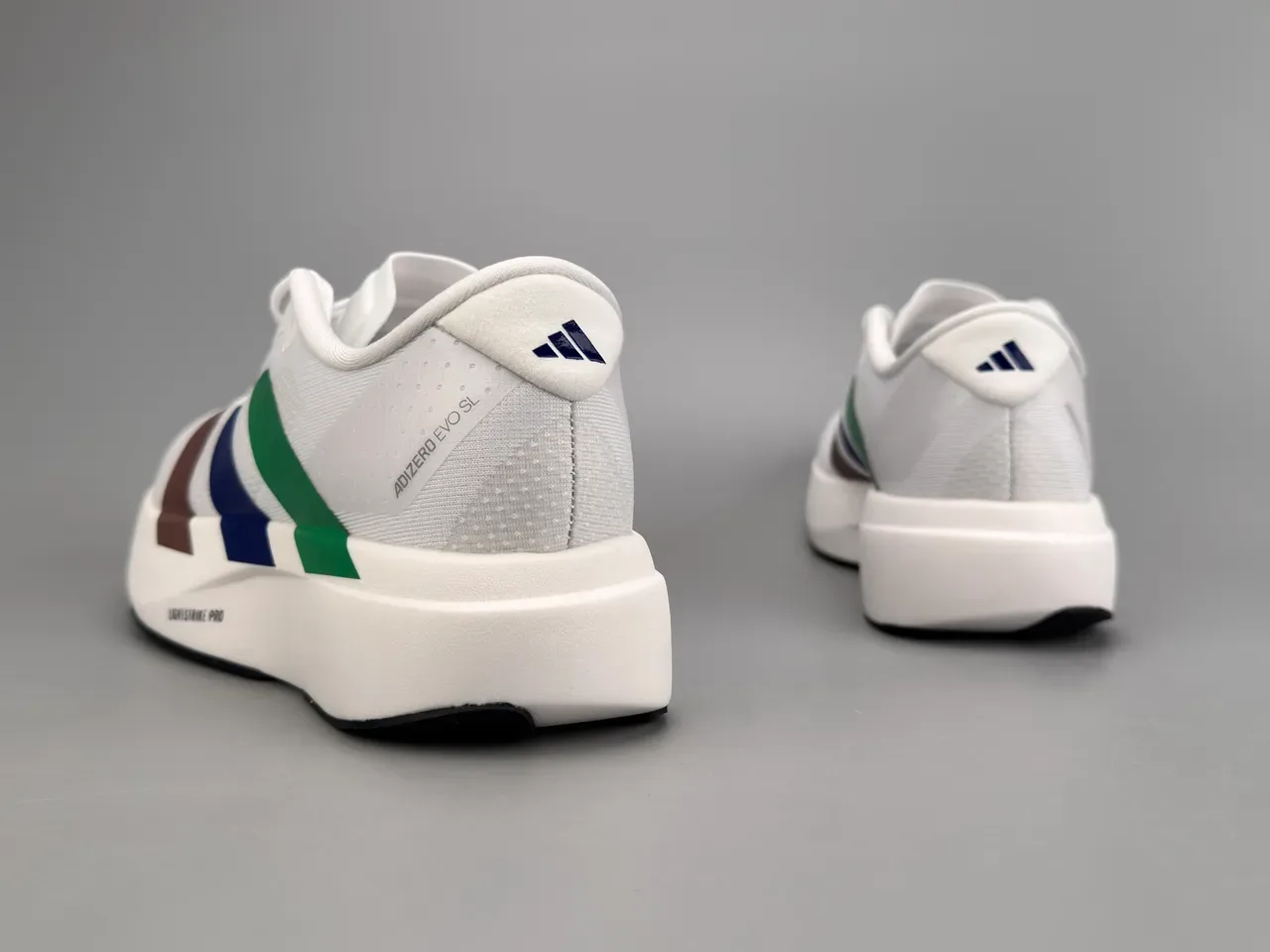 Adidas White Multicolor Engineered Mesh Upper Three-Color Diagonal Stripes Running Shoes 6