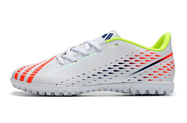 Adidas Blanc Multicolore Perforé Motif Chevron Upper Synthétique Accent Néon Lime Col Chaussures de football turf 12