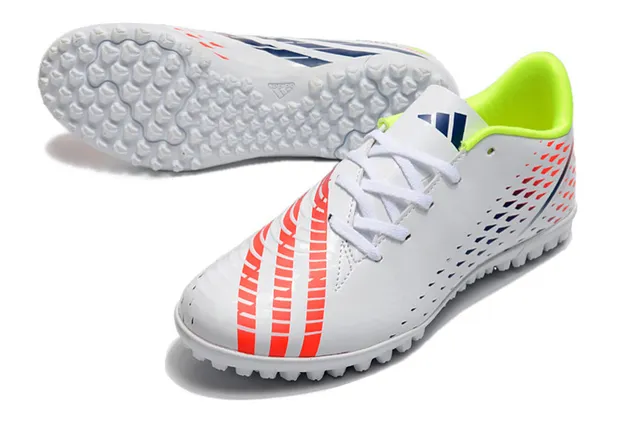 Adidas Blanc Multicolore Perforé Motif Chevron Upper Synthétique Accent Néon Lime Col Chaussures de football turf 13
