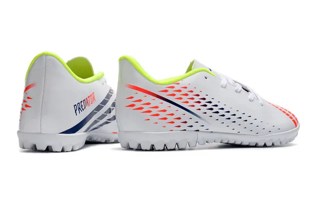 Adidas Blanc Multicolore Perforé Motif Chevron Upper Synthétique Accent Néon Lime Col Chaussures de football turf 14