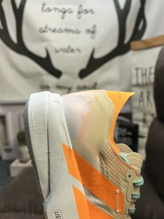 Adidas White Orange Lightweight Mesh Upper Three-Stripe Side Panel Running Shoes 3