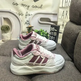 Adidas White Pink Low-Top Layered Upper Chunky Sneakers