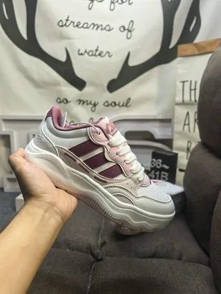 Adidas White Pink Low-Top Layered Upper Chunky Sneakers 5