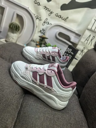 Adidas White Pink Low-Top Layered Upper Chunky Sneakers 7