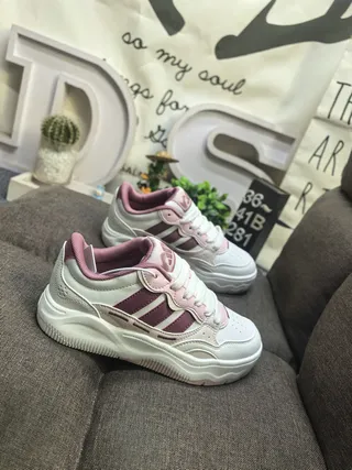 Adidas White Pink Low-Top Layered Upper Chunky Sneakers 9