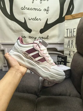 Adidas White Pink Platform Sole Three-Stripe Side Panel Chunky Sneakers 5