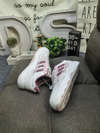 Adidas White Pink Platform Sole Three-Stripe Side Panel Chunky Sneakers 6
