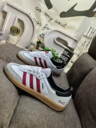 Adidas White Red Low-Top Leather-Suede Upper Lifestyle Sneakers 7