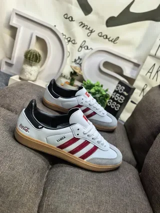 Adidas White Red Low-Top Leather-Suede Upper Lifestyle Sneakers 9