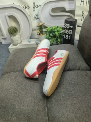 Adidas White Red Low-Top Velcro Strap Sneakers 6