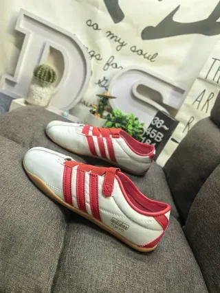Adidas White Red Low-Top Velcro Strap Sneakers 7