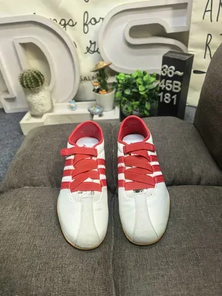 Adidas White Red Low-Top Velcro Strap Sneakers 10