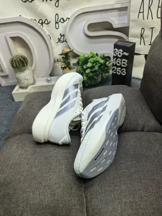 Adidas White Silver Mesh Upper Sculpted Midsole Lifestyle Sneakers 6