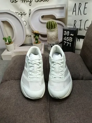 Adidas White Silver Sculpted Midsole Engineered Mesh Upper Lifestyle Sneakers 10