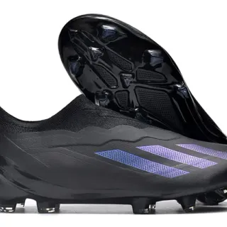 Adidas X Black Purple Low-Cut Sock-Fit Collar Asymmetric Lacing Cover Firm-Ground Soccer Shoes