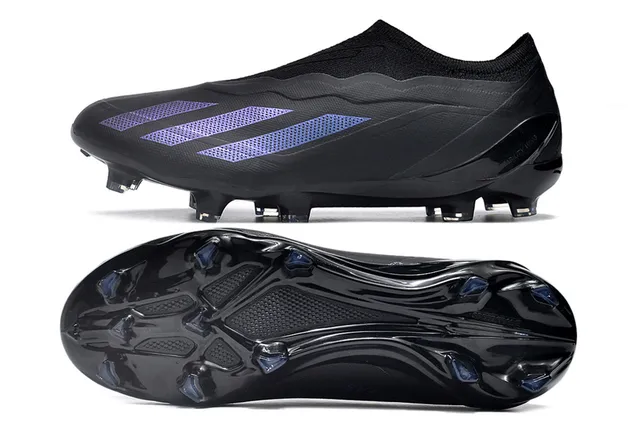 Adidas X কালো বেগুনি লো-কাট সক-ফিট কলার অ্যাসিমেট্রিক লেসিং কভার ফার্ম-গ্রাউন্ড সকার শু 5