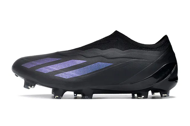 Adidas X কালো বেগুনি লো-কাট সক-ফিট কলার অ্যাসিমেট্রিক লেসিং কভার ফার্ম-গ্রাউন্ড সকার শু 8