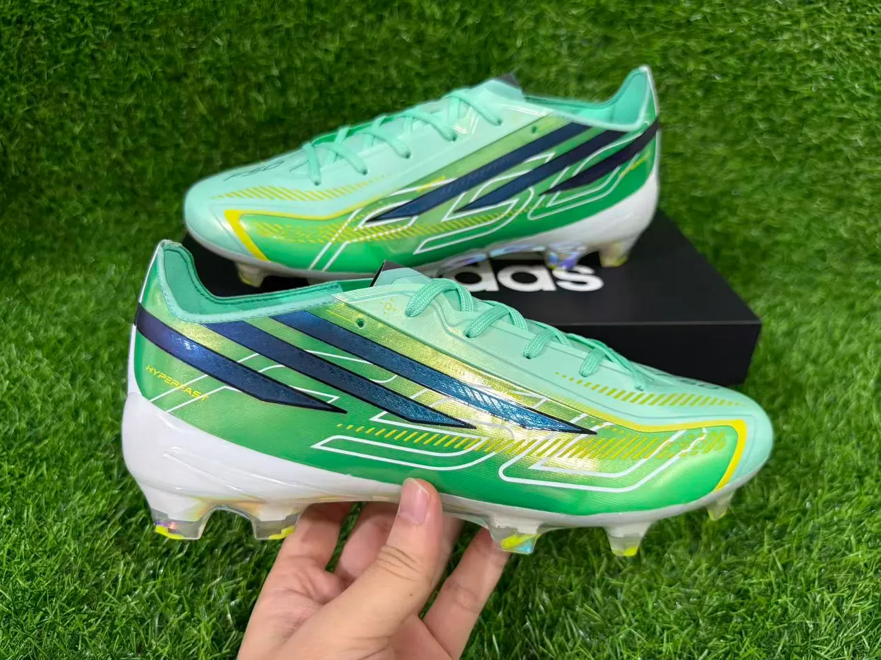 Adidas X Speedportal أخضر نعناع متلألئ أرض صلبة أحذية كرة القدم 3