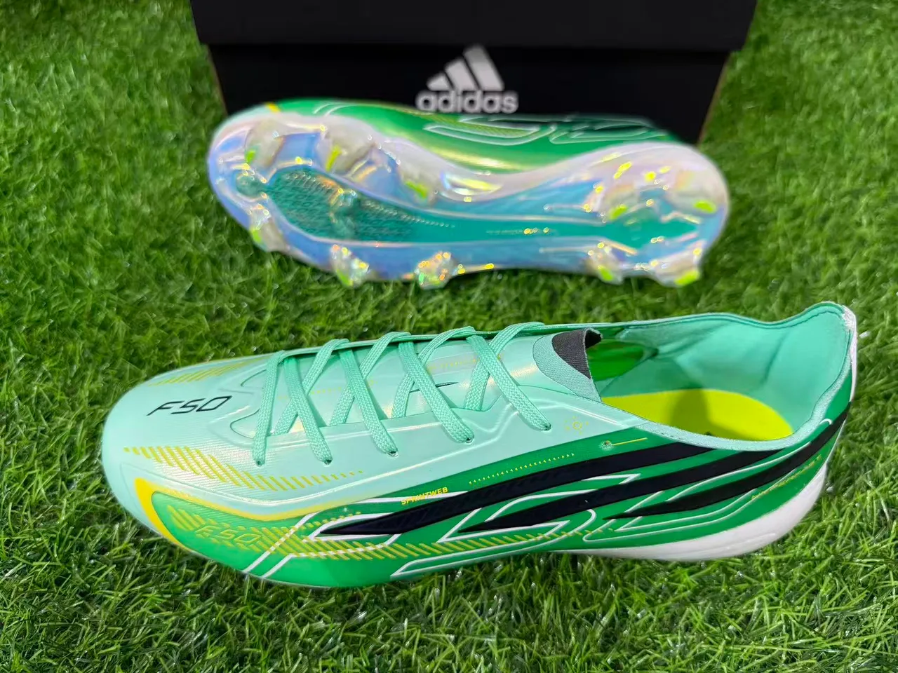Adidas X Speedportal أخضر نعناع متلألئ أرض صلبة أحذية كرة القدم 7