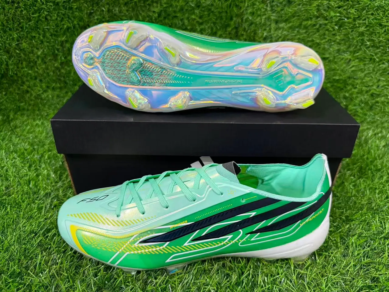 Adidas X Speedportal أخضر نعناع متلألئ أرض صلبة أحذية كرة القدم 8
