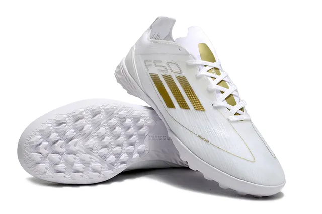 Adidas X Speedportal Chaussures de football blanches dorées pour gazon 4