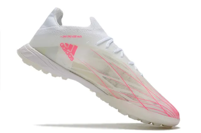 Adidas X branco e rosa de baixa corte malha sintética superior relvado sapatos de futebol 2