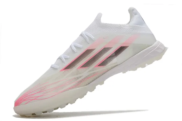Adidas X branco e rosa de baixa corte malha sintética superior relvado sapatos de futebol 3