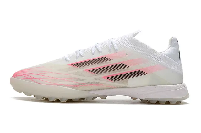 Adidas X branco e rosa de baixa corte malha sintética superior relvado sapatos de futebol 7