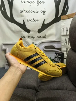 Adidas Yellow Black Suede Upper Three-Stripe Side Panel Lifestyle Sneakers 5