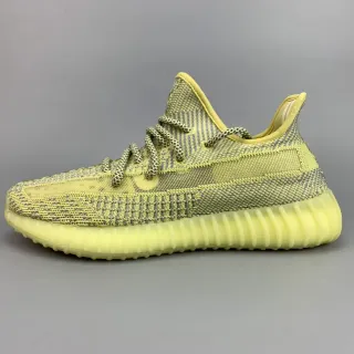 Adidas Yellow Gray Knit Upper Ribbed Boost Midsole Lifestyle Sneakers