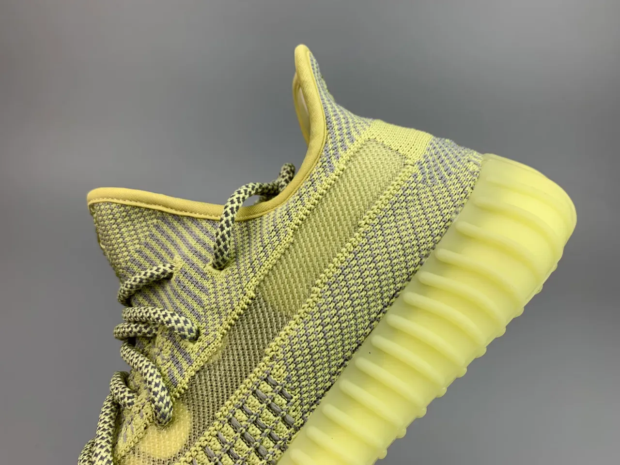 Adidas Yellow Gray Knit Upper Ribbed Boost Midsole Lifestyle Sneakers 5