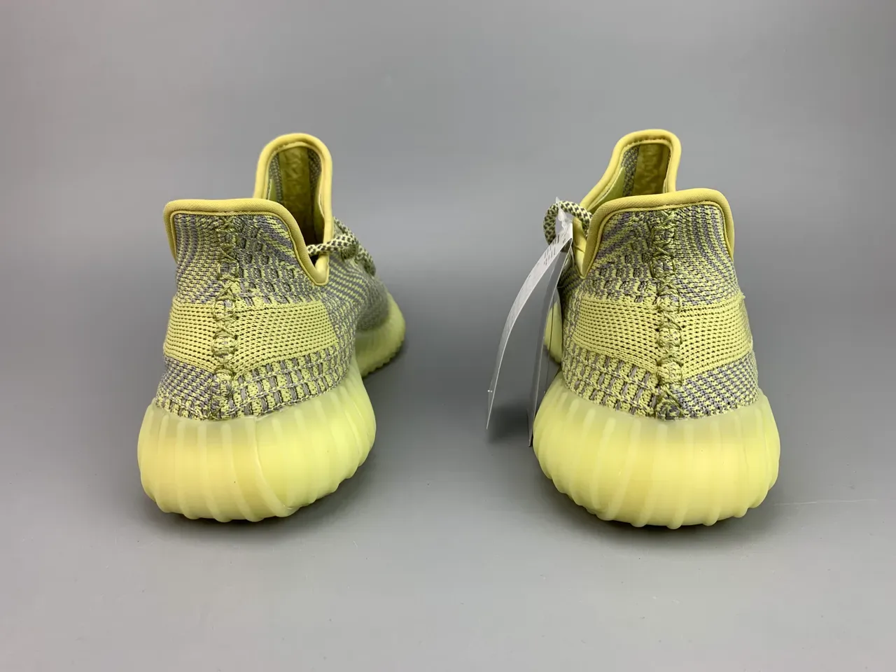 Adidas Yellow Gray Knit Upper Ribbed Boost Midsole Lifestyle Sneakers 6