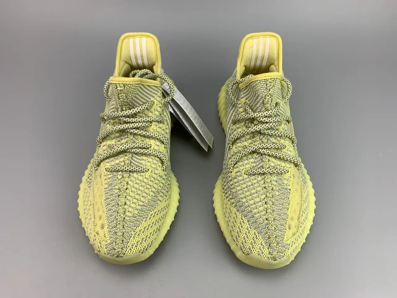 Adidas Yellow Gray Knit Upper Ribbed Boost Midsole Lifestyle Sneakers 12