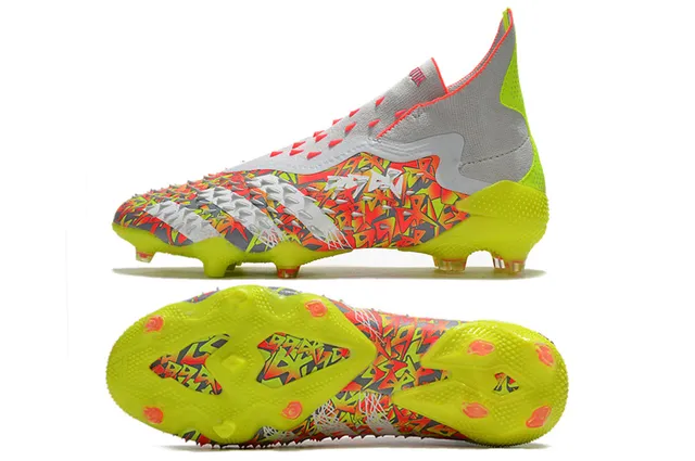 Adidas Chaussures de football jaune multicolore haut ajustement chaussette partie supérieure lacets asymétriques terrain ferme 4