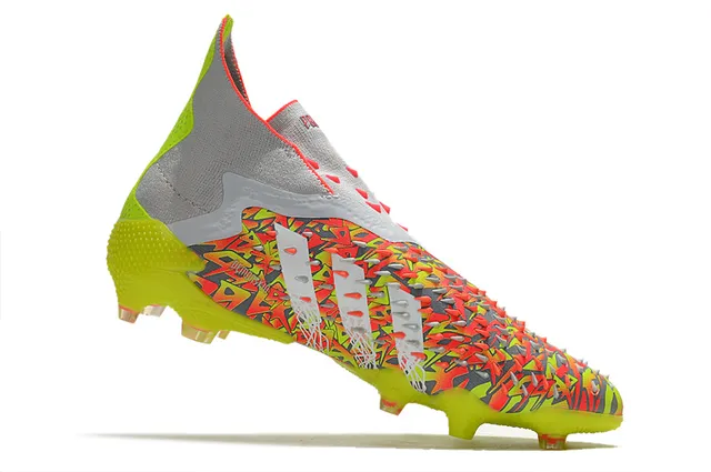 Adidas Chaussures de football jaune multicolore haut ajustement chaussette partie supérieure lacets asymétriques terrain ferme 5