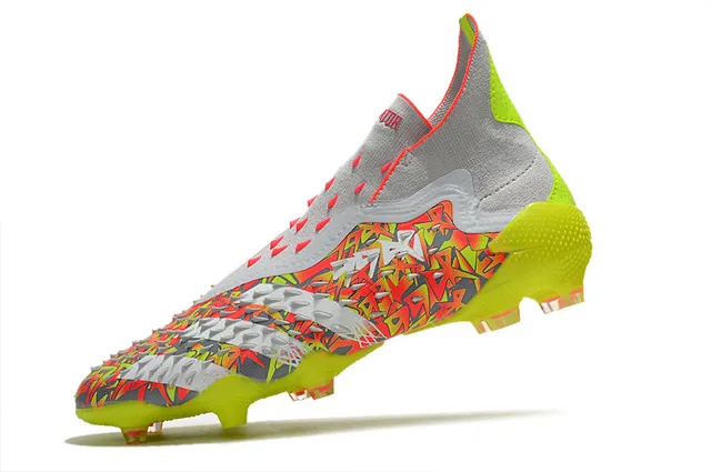 Adidas Chaussures de football jaune multicolore haut ajustement chaussette partie supérieure lacets asymétriques terrain ferme 6