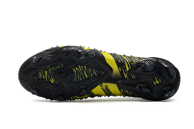 Adidas Chaussures de football jaune multicolore haut ajustement chaussette partie supérieure lacets asymétriques terrain ferme 15