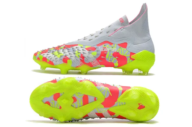 Adidas Chaussures de football jaune multicolore haut ajustement chaussette partie supérieure lacets asymétriques terrain ferme 16