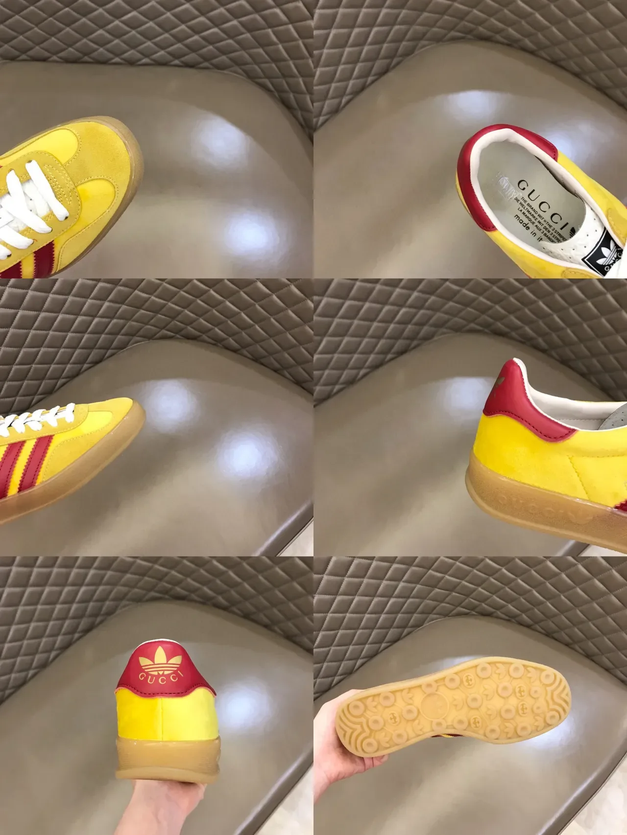 Adidas Yellow Red Suede Upper Three-Stripe Side Panel Lifestyle Sneakers 2