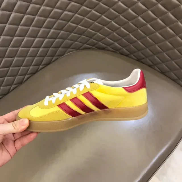 Adidas Yellow Red Suede Upper Three-Stripe Side Panel Lifestyle Sneakers 3