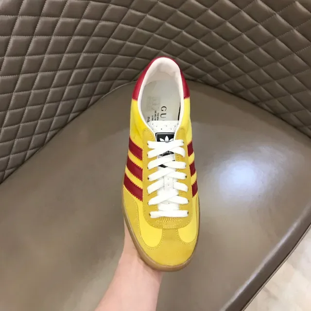 Adidas Yellow Red Suede Upper Three-Stripe Side Panel Lifestyle Sneakers 4